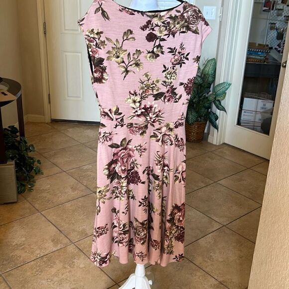 Eva Franco Anthropologie Womens Size 8 Pink Floral Dress Sleeveless V Neck NWT - Picture 6 of 6